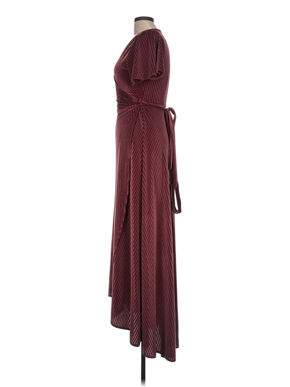 NWT Baltic Born Burgundy Ribbed Velvet Wrap Maxi Dress - Picture 4 of 11